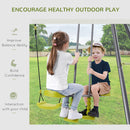 HOMCOM 3 In 1 Garden Swing Set w/ Metal Frame, for 4 Children, Ages 3-10 Years