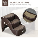 PawHut Foldable Pet Stairs 3 Steps with Non-slip Mats for Small Dogs, Brown