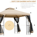 Outsunny 3x3(m) Outdoor Gazebo Patio Pavilion Canopy Tent w/ Netting & Shelf