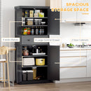 HOMCOM Freestanding Kitchen Storage Cabinet Drawers Cupboards Shelves Black