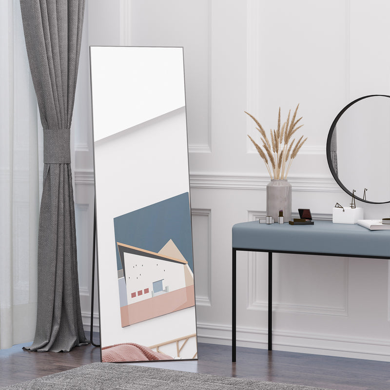HOMCOM Full Length Mirror Floor Standing or Wall-Mounted, Dressing Mirror, Black