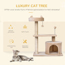 PawHut 81cm Cat Tree Kitten Large Cats Tower Activity Centre Scratch Post Beige