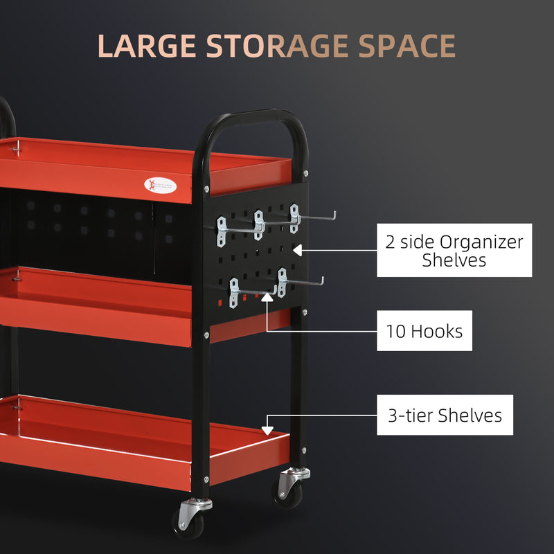 DURHAND 3 Tier Rolling Tool Cart for Garage Mechanics Warehouse 100 kg Capacity