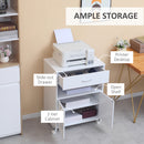 Vinsetto Mobile Printer Stand w/ Storage Shelf Universal Wheels for Home White