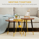 HOMCOM 2 Pieces Round Nesting Coffee Tables with Steel Frame Walnut brown