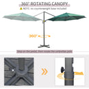 Outsunny 3 x 3(m) Cantilever Parasol Garden Umbrella with Cross Base Green