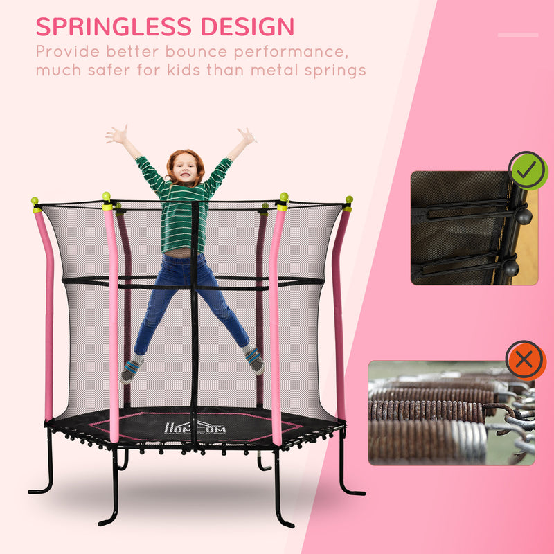 HOMCOM 5.2FT Kids Trampoline w/enclosure Indoor Outdoor for 3-10 Years - Pink