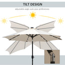 Outsunny Outdoor Garden Solar Power 24 LED Light Parasol Sun Umbrella Crank Tilt