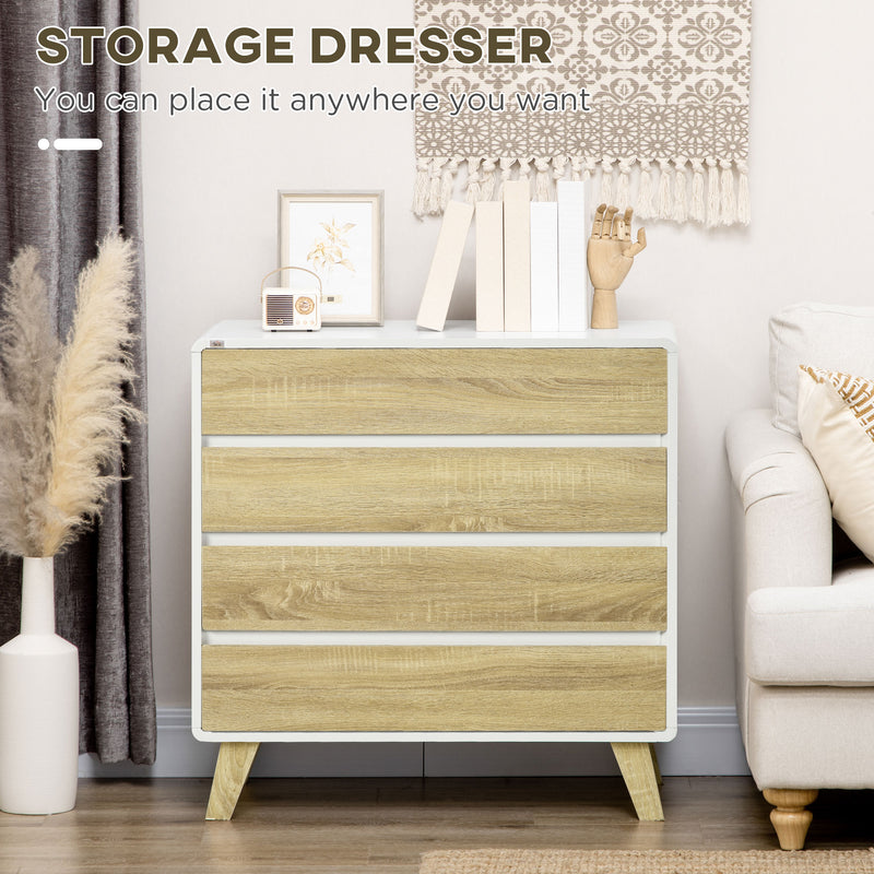 HOMCOM Chest of Drawers, 4 Drawer Storage Cabinet Organiser for Bedroom
