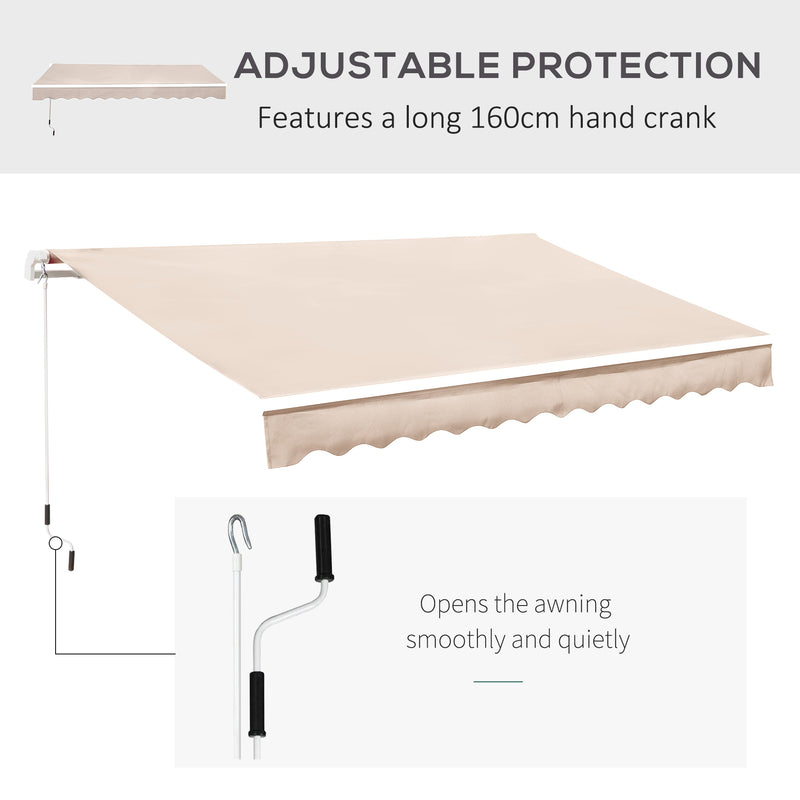 Outsunny Garden Sun Shade Canopy Retractable Awning, 3 x 2.5m, Cream White