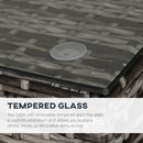 Outsunny Side Table Furniture Tempered Glass Garden Patio Wicker Mixed Grey