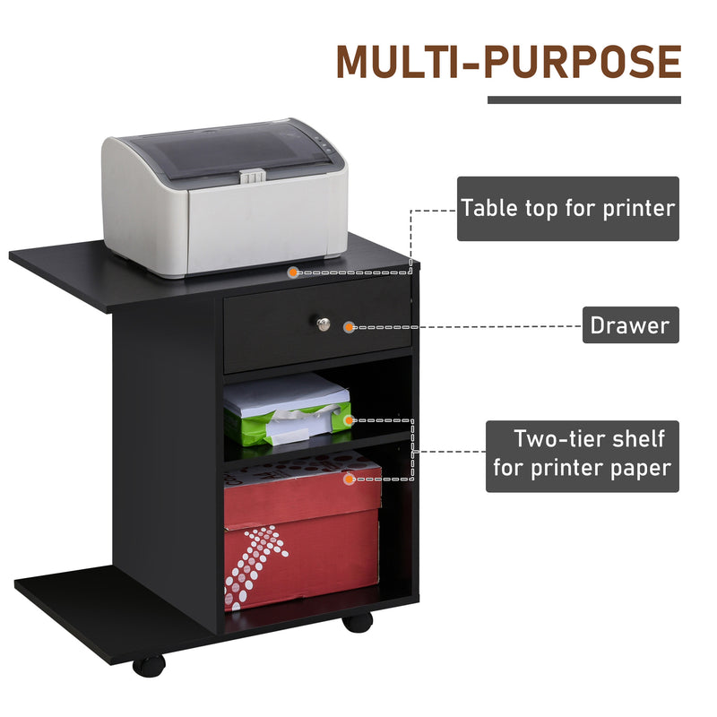 Vinsetto Desk - Table - Side Printer Stand with Wheels, Rolling Printer Cart, Black