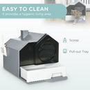 PawHut Hooded Cat Litter Tray w/ Scoop, Drawer Pan, Handle, Deodorants