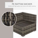 Outsunny Rattan Corner Sofa Garden Rattan Furniture Single Sofa Chair Dark Grey