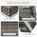 Outsunny Patio Wicker Coffee Table w/ Glass Top Suitable for Garden Backyard