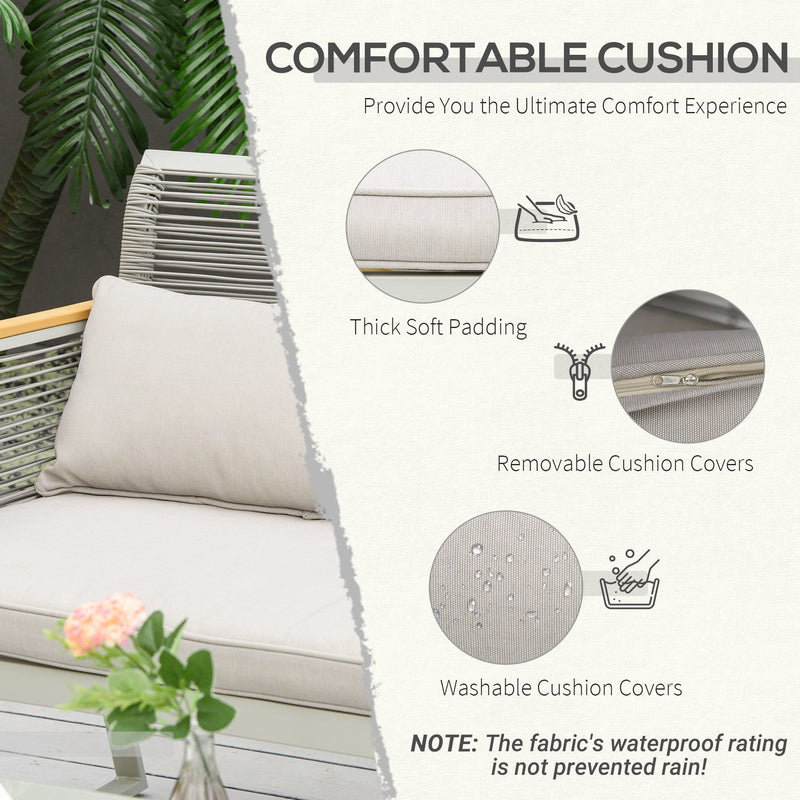 Outsunny 4 PCS Patio PE Rattan Outdoor Sofa Set, Conservatory Furniture Set