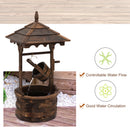 Outsunny Wood Garden Wishing Well Fountain Barrel Waterfall with Pump for Garden