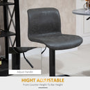 HOMCOM Retro Barstools Set of 2 PU Leather Adjustable Height Swivel Bar Chairs