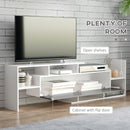 HOMCOM TV Cabinet Unit w/ Wall-Mounted Shelf, Open Shelves White and Grey