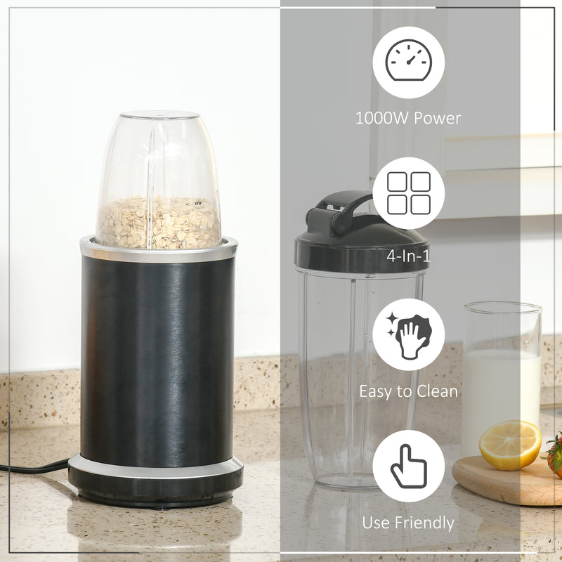 HOMCOM Countertop Blender 1000W Smoothie Maker with 0.7L and 0.35L Mix Cup