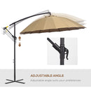 Outsunny 3(m) Cantilever Shanghai Parasol w/ Crank Handle, Cross Base, Khaki