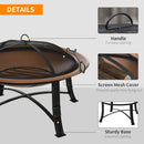 Outsunny Firepit Outdoor Patio Heater w/Spark Screen Cover, Log Grate, Poker