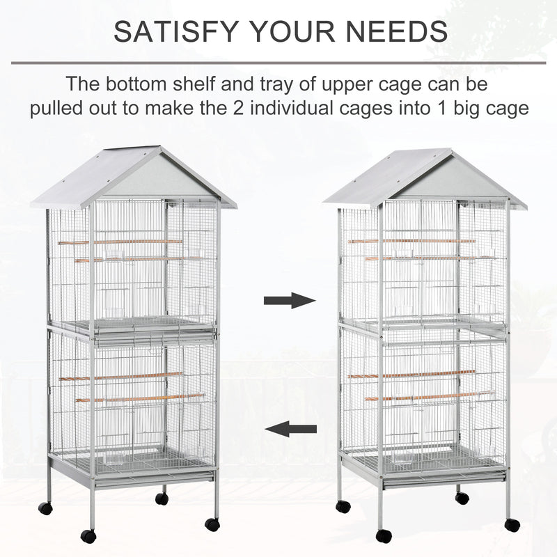 PawHut Wrought Metal Bird Cage Feeder for Small and Medium Sized Birds White