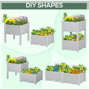 Outsunny 2-pieces Elevated Flower Bed Vegetable Herb Planter Plastic, Grey