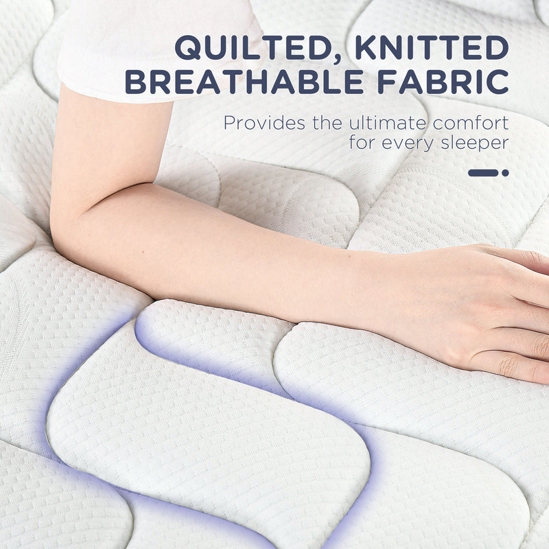 HOMCOM King Mattress W/ Breathable Foam Pocket Innerspring 200cmx150cmx22.5cm