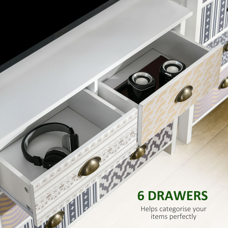 HOMCOM Chest of Drawers, 6 Drawer Unit Storage Chest Bedroom Living Room