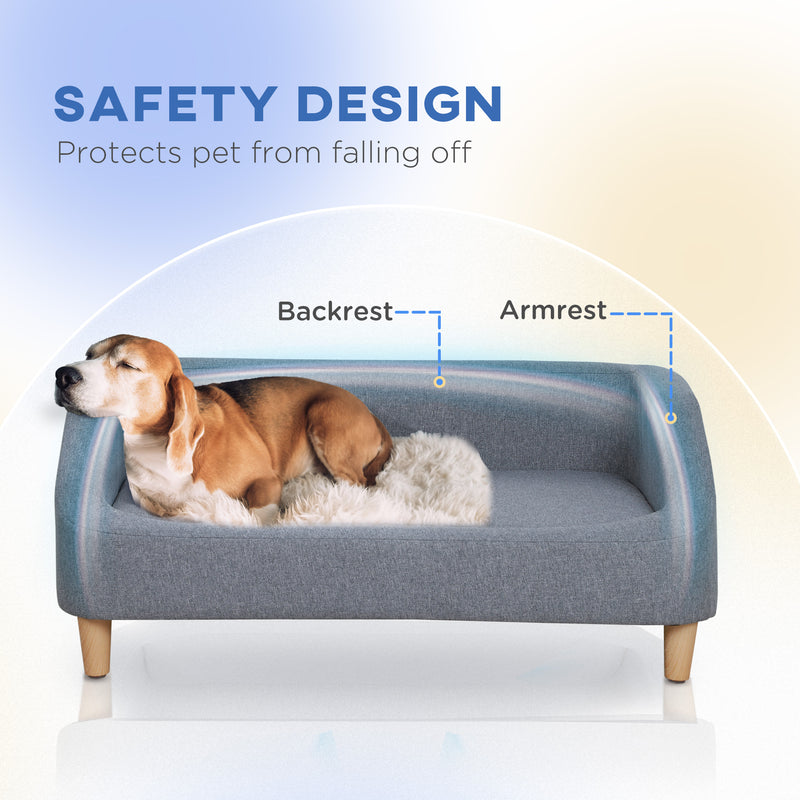 PawHut Dog Sofa Bed Cat Sofa w/ Soft Cushion for Small Medium Large Dogs Grey