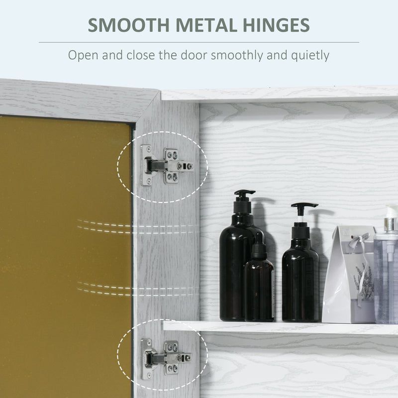 kleankin Bathroom White Cabinet Wall Mounted Storage Organiser w/ Mirrored Door