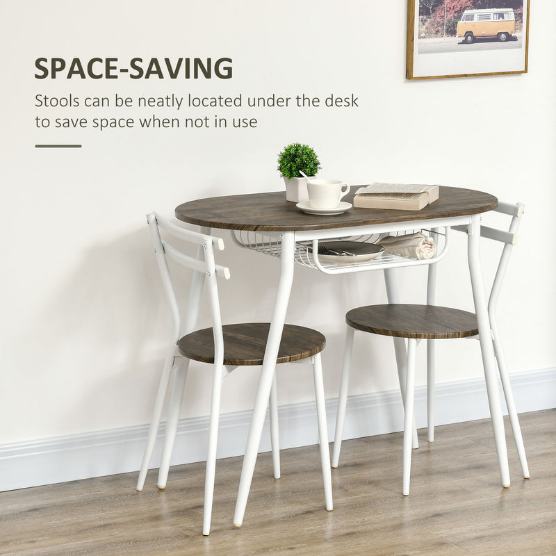 HOMCOM Dining Table and Chairs Set of 3, Oval Kitchen Table with 2 Chairs