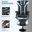 Vinsetto Video Game Chair and Footrest Set with Lumbar Support Headrest Blue
