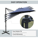 Outsunny 3(m) LED Cantilever Parasol Outdoor with Base Solar Lights Blue