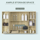 kleankin LED Bathroom Mirror Cabinet Wall-Mounted W/ Adjustable Shelves Natural