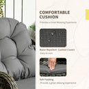 Outsunny 3 PCS Aluminium Rattan Bistro Set with Soft Cushions & Glass Top