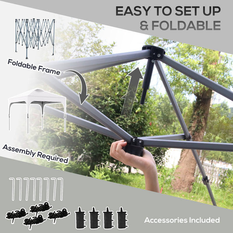 Outsunny Pop Up Gazebo Foldable w/ Wheeled Carry Bag & 4 Weight Bags, White
