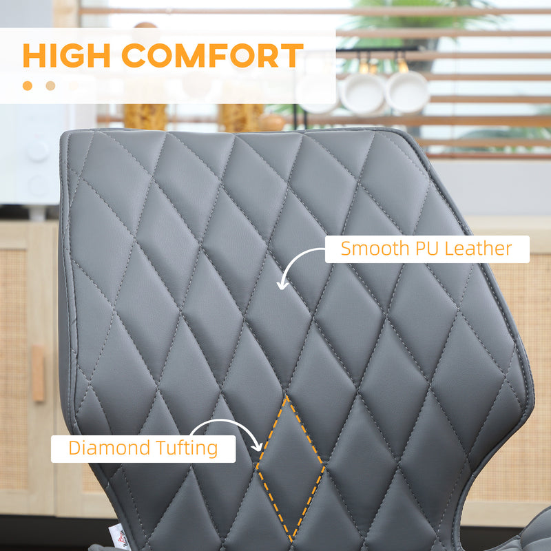 HOMCOM Mid-Century Dining Chairs Set of 2, Upholstered Accent Chairs, Grey