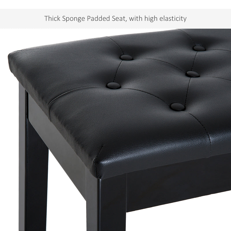 HOMCOM Classic Piano Bench Padded Seat Makeup Stool Solid Wood Wooden Black