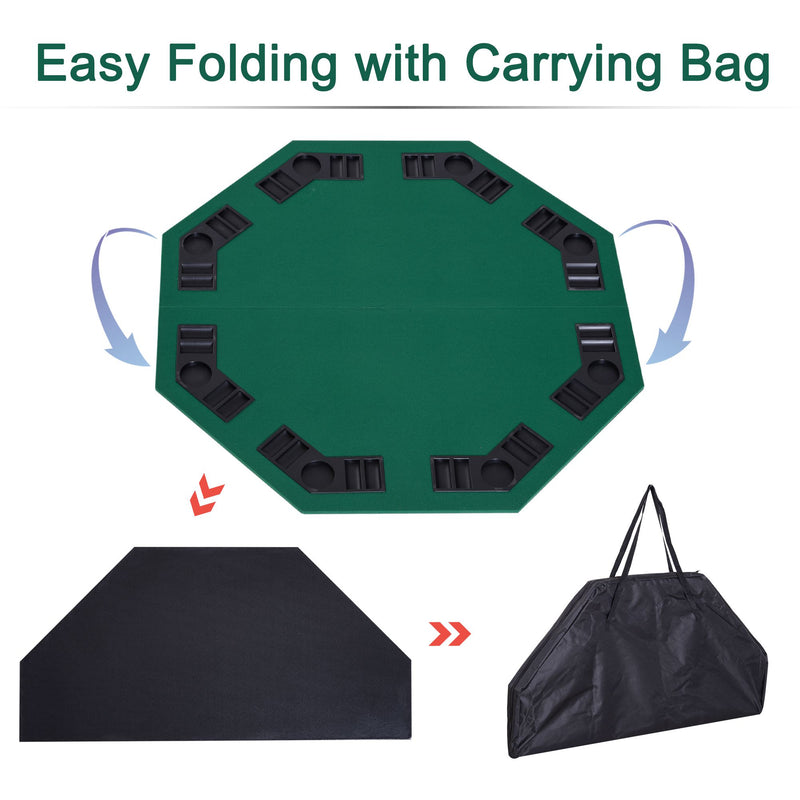 HOMCOM 1.2m/48" Foldable Poker Table Top - 8 Players - Blackjack - Chip - Trays