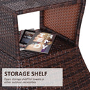 Outsunny Rattan Wicker Tea Coffee Table w/ Umbrella Hole Storage Space Brown