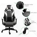 Vinsetto Gaming Chair with Footrest Computer Chair with Lumbar Pillow Grey