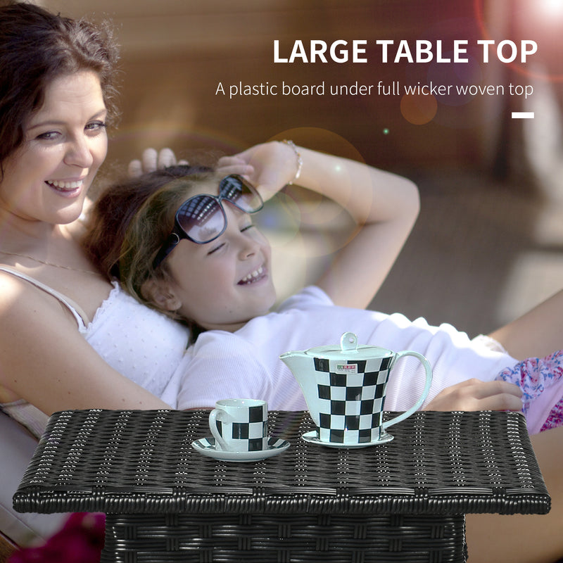 Outsunny PE Rattan Outdoor Coffee Table, Easy Match Rattan Side Table, Black