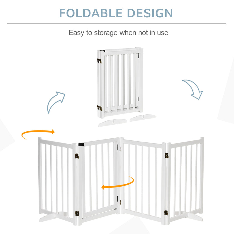 PawHut Freestanding Pet Gate w/ 2 Support Feet for Doorways Stairs White