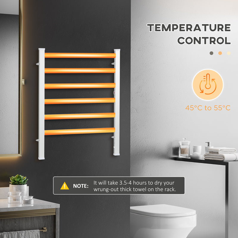 HOMCOM 6 Bar Electric Towel Warmer Aluminum Wall Mounted & Free Standing Silver