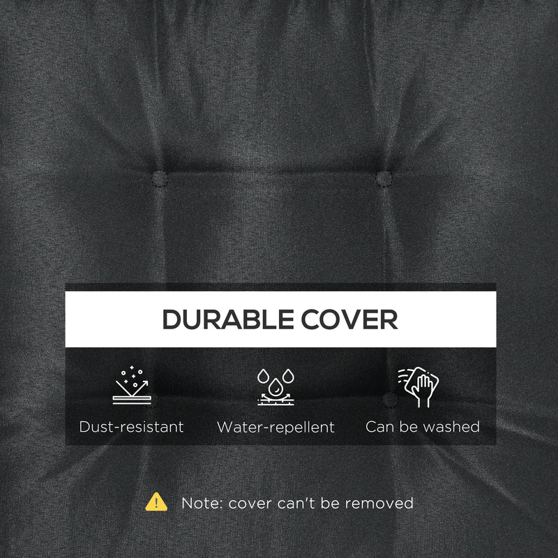 Outsunny 42 x 42cm Replacement Garden Seat Cushion Pad with Ties, Black