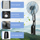 HOMCOM Pedestal Fan With Water Mist Spray Standing Fan W/ 2.8L Water Tank Black