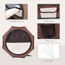 Fabric Pet Puppy Dog Cat Rabbit Pig Guinea Playpen Play Pen Run Brown Cream M