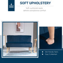 HOMCOM Velvet-Feel Double Sofa w/ Wood Frame Foam Padding High Back, Blue